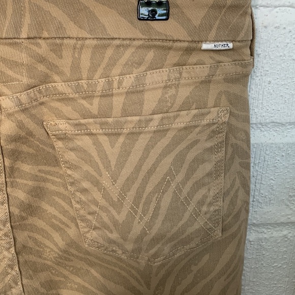 Mother The Looker Ankle Fray Sweet Stripes Skinny Animal Print Tan Jeans - Picture 6 of 10